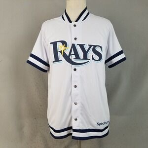 Match-Up Jersey Mens M‎ White Tampa Bay Rays Snap Front Sewn Logo MLB Baseball